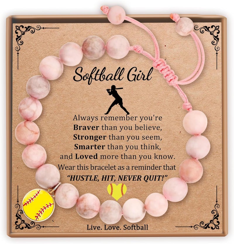 Sereney Soccer Volleyball Pickleball Softball Gifts for Girls, Adjustable Pink Beaded Bracelet as Owl Horse Flamingo Gifts for Women Daughter Niece Sister - Image 1